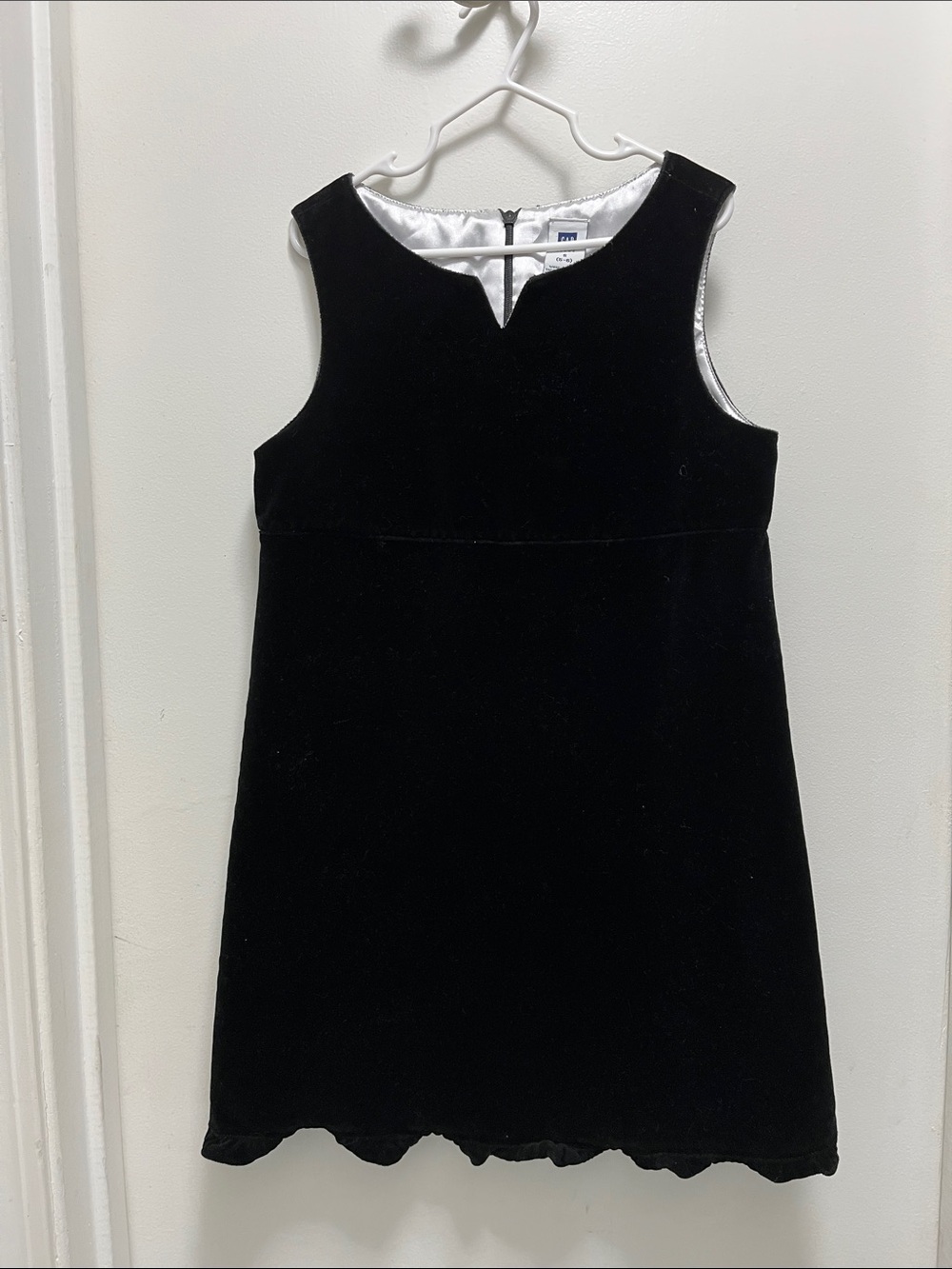 Old Navy Black Velvet Scalloped Hem Dress